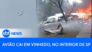 Avião cai em Vinhedo no interior de SP Aeronave fazia o trajeto entre Cascavel e Guarulhos [upl. by Nerrej]