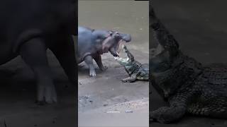 Who will win Hippo vs Crocodile  hippo crocodile shorts [upl. by Ymmac993]