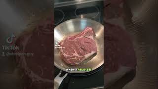 New way to cook steak on stainless steel [upl. by Lainad]