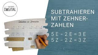 Subtrahieren mit Zehnerzahlen  schnell erklärt inkl Arbeitsblatt [upl. by Brad]