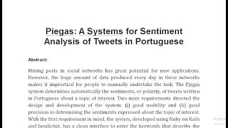 Piegas A Systems for Sentiment Analysis of Tweets in Portuguese [upl. by Euqnomod364]