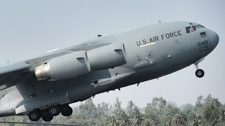 Massive Boeing C17 Take Off and Landing [upl. by Asa]