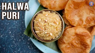 Halwa Puri Recipe  Serve Hot Puri With Yummy Halwa  MidDay Meal Ideas  Snacks  Varun [upl. by Purdum]