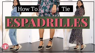 3 Chic Ways to Tie Espadrilles for Different Outfits  And they Stay in Place [upl. by Ezekiel528]