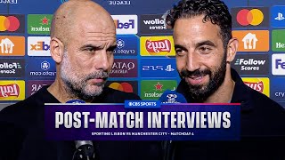 Amorim amp Guardiola speak as new Manchester rival is born  Sporting vs Man City  CBS Sports [upl. by Eruza]