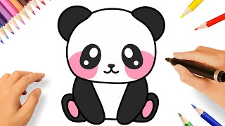 COMO DESENHAR UM PANDA KAWAII FÁCIL 🐼❤️ [upl. by Ailedroc]