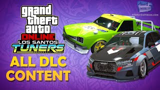 GTA Online Los Santos Tuners  All DLC Content Vehicles Clothes Masks amp More [upl. by Areval]