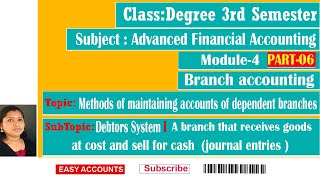 Degree 3rd Sem Advanced Financial Accounting Module 4  branch accounting  Part6 Easy Accounts [upl. by Anay]