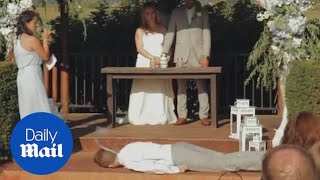 Painful moment best man faceplants during wedding ceremony [upl. by Airdnala]