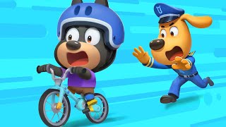 Sheriffs Riding a Bike  Educational Cartoon  Kids Cartoon  Sheriff Labrador  BabyBus [upl. by Naivaj]