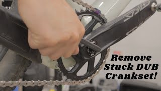 HOW TO Stuck  Frozen SRAM DUB SX  NX  GX  X01  XX1 Crankset Removal  Tips amp Tricks [upl. by Laohcin]