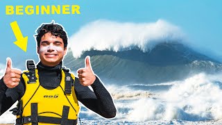 Beginner Surfs WORLDS LARGEST WAVE Nazaré Portugal [upl. by Karen]