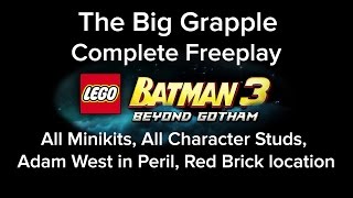 LEGO Batman 3 The Big Grapple Freeplay All MiniKit Red Brick Characters Adam West Locations [upl. by Wojcik923]