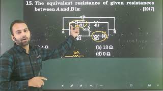 Q15 Semiconductor Electronics  The equivalent resistance of given resistances between A and B is [upl. by Eyanaj167]