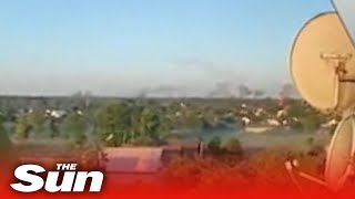 Ukrainian forces shell positions in the Russian Bryansk Region [upl. by Nylynnej]