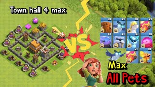 Town hall 4 base max vs all max pets clashofclans clashroyale gaming coc cocshorts Trending [upl. by Schifra]