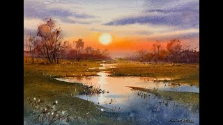 How to paint landscape in watercolor painting demo by javid tabatabaei [upl. by Mcgrath]