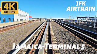 4K🔴 JFK Airport AirTrain Full Ride from Jamaica to Terminal 5  Front Window View [upl. by Jonina749]