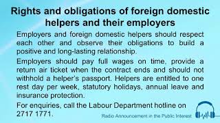 Rights and obligation of foreign domestic helpers and their employers [upl. by Ahsiele479]