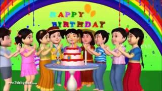 Happy birthday to you  3D Animation English rhyme for children wirh lyrics kids songs [upl. by Eel]