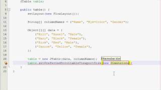 Java GUI Tutorial 19  JTable [upl. by Mortimer]