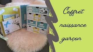 33Présentation coffret naissance garçon scrapbooking action naissance [upl. by Ahsienod]