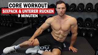 9 Minuten CORE Workout für Zuhause  SIXPACK  UNTERER RÜCKEN  Extrem effektiv  Sascha Huber [upl. by Pearce]