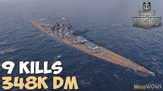 World of WarShips  Grosser Kurfürst  9 KILLS  348K Damage  Replay Gameplay 4K 60 fps [upl. by Chelsae]