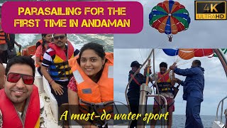 Parasailing in Andaman Sea  First experience  A musttry water sport  Magical Andaman part 7 [upl. by Jurgen]