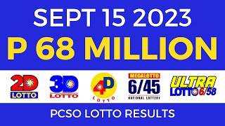 Lotto Result September 15 2023 9pm PCSO [upl. by Naihr]