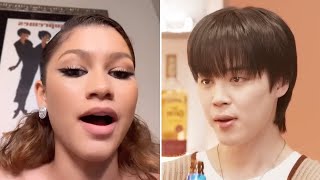 Zendaya REACTS to BTS Jimin Winning Vogue Best Dressed [upl. by Cosma302]