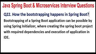 Java Spring Boot amp Microservices  Q22 How the bootstrapping happens in Spring Boot [upl. by Onid556]