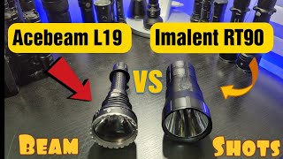 Acebeam L19 vs Imalent RT90  Battle of the 1300 Meter Throwers [upl. by Ednalrym408]