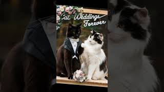 Two cat marriage him 🤣 cat shorts marriage cat cute catlover viralvideo song [upl. by Allehcram]