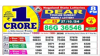 NAGALAND Lottery SAMBAD DEAR EVENING 8 PM RESULT TODAY 27102024 STATE DEAR LOTTER [upl. by Notelrac]