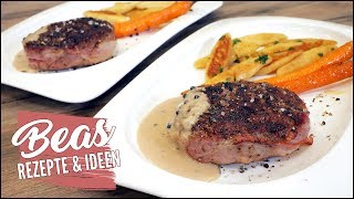 Rinderhacksteak Rezept mit Pfefferrahmsauce [upl. by Ajuna943]