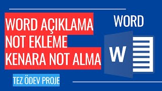 WORD Açıklama Kenara Not Ekleme  Temel Word Dersleri [upl. by Binette]