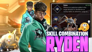 RYDEN SKILL COMBINATION  BEST CLASH SQUAD COMBINATION  BATTLE ROYALE COMBINATION [upl. by Ellicec971]