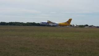 Aurigny ATR 72500 GLERE landing at Guernsey Airport GR603 from LGW 17072017 [upl. by Avirt]