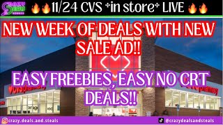 1124 CVS in store LIVE New Sale Ad TODAY Easy No CRT deals amp Testing NEW GLITCHES CVS Haul [upl. by Kerrill907]