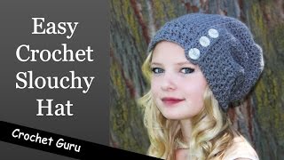 Easy Crochet Slouchy Hat  Button Down Slouch Hat [upl. by Yank]