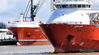 Windpark Serviceschiff SAR ODIN offshore support vessel shifts to Emden sealock LNFK3 IMO 9249635 [upl. by Anora]