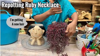 Repotting Ruby Necklace  With Care Tips [upl. by Joh]