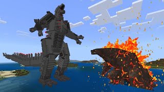 Burning Godzilla Mod vs King Ghidora vs King Kong Minecraft PE addons [upl. by Pond]