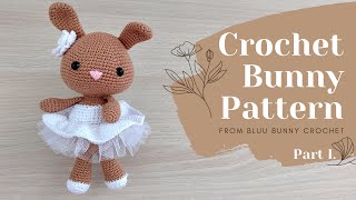 Crochet Bunny Pattern PART I Easy Amigurumi Rabbit Tutorial How to crochet ballerina doll [upl. by Mak]