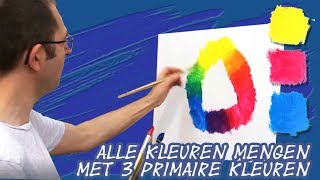 Kleuren mengen met acrylverf maak alle kleuren met 3 primaire kleuren Schilderles Toon Nagtegaal [upl. by Dwyer272]