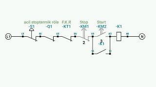 Faz koruma faz sırası rölesi ile kumanda devresi  Tense FKV 14P Kumanda devresi çizimi [upl. by Kobi]