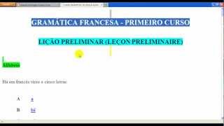 Gramática Francesa Primeiro Curso Lição Preliminar [upl. by Woodley]