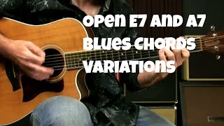 Open E7 And A7 Chord Options Beginning Level Blues Guitar Lesson [upl. by Whitson634]