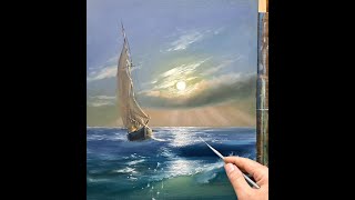 Sea oil painting Vugar Mamedov art painting acrylicpainting oilpainting [upl. by Bria]